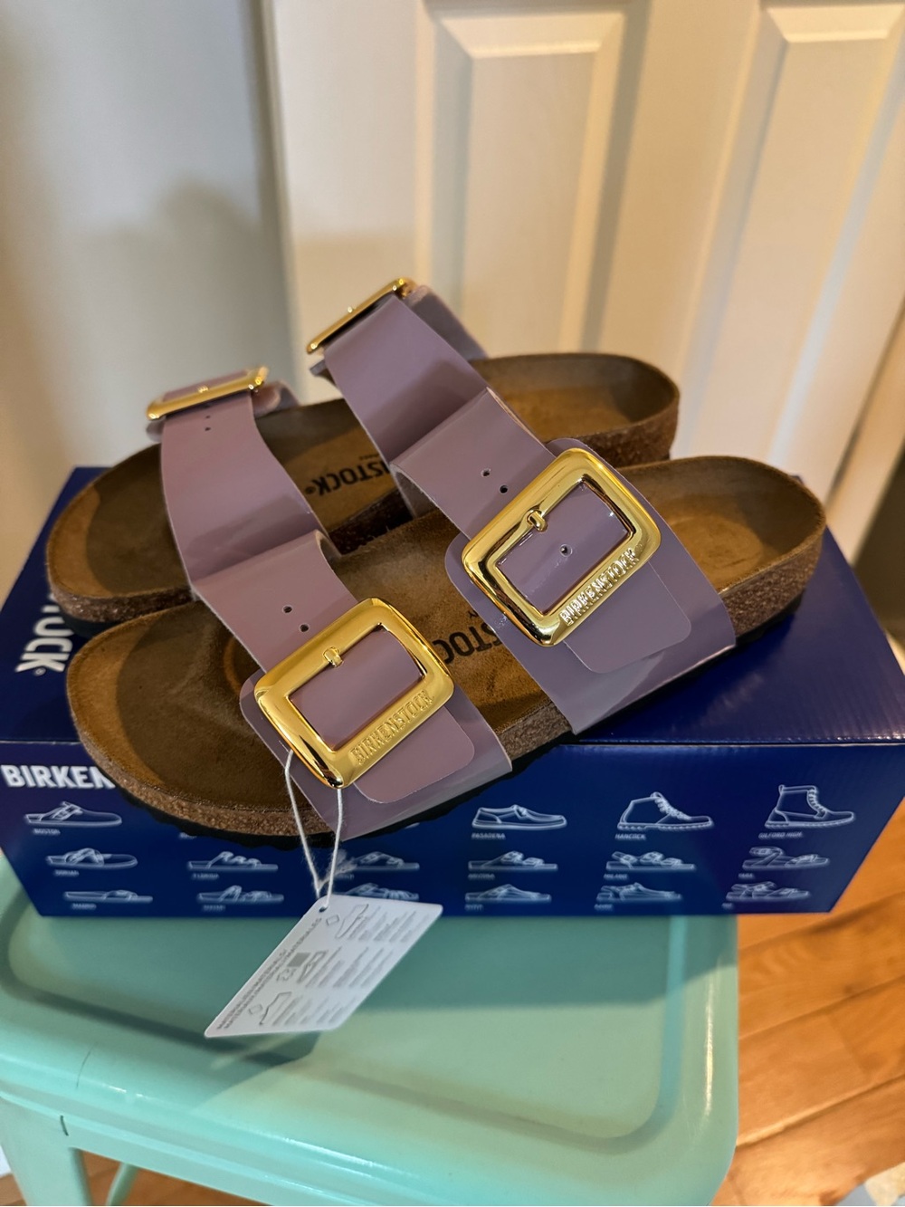 Birkenstock Arizona Big Buckle Sandals - Lavender with Gold Buckles -Size 37